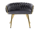Artiss 1x Dining Chair Armchair Cafe Kitchen Lounge Chairs Velvet Weaving Grey UPHO-C-DIN-01-VEL-GY