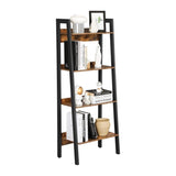 VASAGLE Ladder Shelf 4-Tier Home Office Bookshelf Metal Frame Industrial Rustic Brown and Black V227-9101402108471