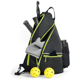 Black Pickleball Bag Backpack - Portable Paddle Bag for Pickleball, Tennis and Outdoor Sports with V888-ELOSUNG57039