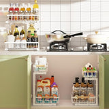 2-Tier Kitchen Under Sink Organiser Storage with Height Adjustable, Unique Slide Rail & Suction Cups V178-36081