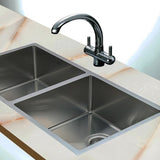 865x440mm Handmade Stainless Steel Undermount / Topmount Kitchen Sink with Waste V63-819493