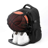 Black Large Capacity Sports Backpack, Waterproof Basketball & Soccer Bag, Separate Shoe Compartment, V888-ELOSUNG13417