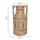 Aged Tribal Style Decorative Urn / Dried Flower Vase 46cm V637-91260VSE