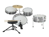 Karrera Mini 4-Piece Children Drum Kit Set Wooden with 2 Toms Bass Pedal Snare Stool Metallic S 4PC-DRUM-SL