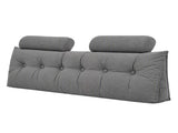 Artiss Headboard Pillow Queen Wedge Backrest Triangular with 2 Cushions Grey BED-HEAD-TRAR-Q-GY