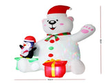 Jingle Jollys Christmas Inflatable Bear 1.8M Height LED Outdoor Decorations Illuminated XMAS-INF-BEAR-6FT