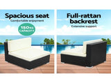 3PC Gardeon Outdoor Furniture Sofa Set Wicker Rattan Garden Lounge Chair Setting FF-SOFA-BK-E