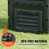 Garden Compost Bin 300 L, BPA Free Composter, Large Capacity Outdoor Composting Bin with Top Lid and V952-GDSDFXHSPP80WX06WV0