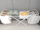 Double Wing Floor Folding Drying Rack For Clothes Quilt Towel-White V1161-108152