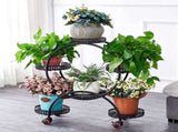 Metal Plant Stand Rack 4Tier Indoor Flower Pot Stand with Wheels for Living Room V767-HJ-ZT112