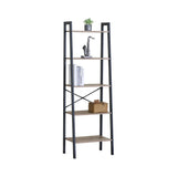 CARLA HOME 5 Tier Ladder Shelf - Wood Metal Display Bookcase - Brown - Rustic - Steel V178-36427