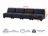 Artiss 4 Seater Modular Sofa Set Sectional Easy Assembly Dark Grey SBED-I-EP05-DA-GY-4D