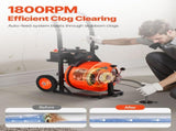 Drain Cleaner Machine 75FT x 1/2Inch, Auto Feed Sewer Snake Auger with 4 Cutter & Air-activated Foot V952-ZDJJKLSGDSTJZ6H35V3