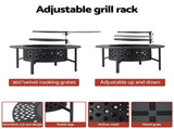 Grillz Fire Pit BBQ Charcoal Smoker Portable Mesh Pits Outdoor Camping Fireplace FPIT-YH-BBQ-3IN1-DESK