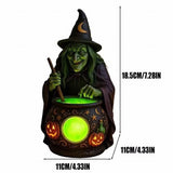 Witch Halloween Decor - Halloween Witch Lamp with Lighting Cauldron,Resin Scary Witch Figure V1370-AZ4-16190