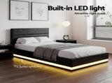Artiss Bed Frame King Single Size LED Gas Lift Black LUMI BFRAME-G-LED-LUMI-KS-BK-ABC