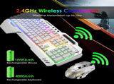 104 Keys Wireless Gaming Keyboard Mouse SetMouse Pad, RGB LED Backlit PC/Laptop White-RGB V201-W11043639
