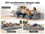 Artiss 3-in-1 Convertible Sofa Bed with Folding Mattress Velvet Foam Chair 300KG SB-B-DBED-FOLD-GY