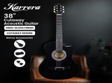 Karrera 38in Cutaway Acoustic Guitar with Carry Bag - Black CC38-BK
