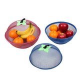 Mesh Fruit Basket With Cover Large Capacity Food Storage Bowl For Kitchen Countertop Picnic And V1369-AZ3-W-14941