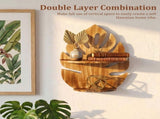 Palm Leaf Shaped Wall Shelves, Space Saving Double Layer Layout, Spacious Stable Display Surface, V1366-AZ2-W-15471