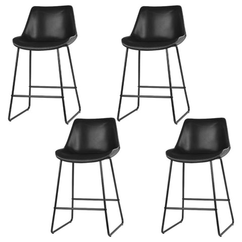 Artiss 4x Bar Stools Leather Padded Metal Legs Black BA-TW-8068-BKX4