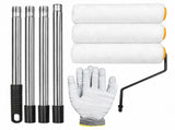 9 Inch Paint Roller Set with 170cm 4 Section Stainless Steel Extension Pole - 3 Roller Covers for V888-ELOSUNG57258