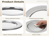6PCS Stainless Steel Charger Plates, 13" Round Silver Platter Set, Sturdy Dinner Service Tray with V1369-AZ3-W-08861