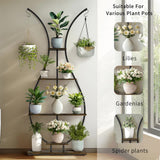 180Cm Tall Plant Stand Indoor Vase-Shape Metal Plant Shelf With Hanging Hooks V767-HJ-XZ1616