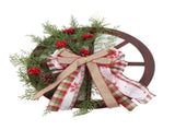 Red Truck Wheel Christmas Bowknot Wreath Fall Wreath Front Door Wooden Hanging Ornament Wreath V1294-YM0523-10320072