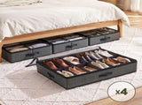Artiss Under Bed Shoe Storage Containers X4 Box Organiser 12 Pairs Fabric Grey UBS-DIY-LIN02-GYX4