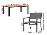 Gardeon 7PCS Outdoor Dining Set Table and Chairs Patio Garden Furniture Bistro Set FF-DINING-7PLW-BK-ABC