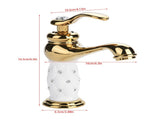 Solid Brass Mixer Tap Cold/Hot Water Faucet with Ornaments for Basin Sink V1294-YM0727-JY07261-02