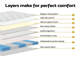 Giselle Single Mattress 5-zone Pocket Spring Mattresses with Artiss Wooden Storage Bed Frame Set MABF-BET-AURA-S-WH