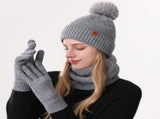 Women's Fashionable Winter 3-Piece Set Knit Hat, Scarf, Gloves. A must-have for outdoor skiing V1265-AU-055-HUI