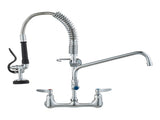 Commercial Faucet with Pre-Rinse Sprayer, 21" Height, 8" Center, 12" Swing Spout, Wall Mount Kitchen V952-BGSYCXSLTBGS9X3ACV0
