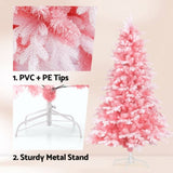 Jingle Jollys Christmas Tree 1.8m Pink Xmas Tree Snowy Party Decor 810 Tips XM-TR-WELL-6FT-PINK-GS