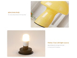 Stripe-Pure White Retro Swirl Glass Mushroom Table Lamp - LED Bedside Night Light V888-ELOSUNG28089