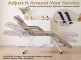 Zenses Beauty Bed with Stool, Beige, Adjustable Facial Massage Table, Tattoo Chair, Salon Services MT-CHR-F3-BG-80