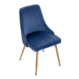 Viva Forever Set of 2 Blue Velvet Dining Chairs Art Deco Design with Gold Metal Legs V264-DNC-414V-BLU-02-1