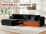 Couch Modular Sectional 3 Seater Sofa L-Shaped Black,81" Boneless Sofa Bed, Deep Seat and Side V1337-LS-BK02-B