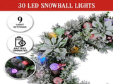 Christabelle Stunning 61cm Snowy Christmas Wreath with LED Lights Crown Pine Baubles Front Door 112_SENCR104