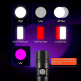 7 Modes Waterproof Rechargeable UV Light Flashlight Torch for Camping V178-58540