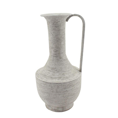 Brushed White Urn w Rounded Handle 39cm V637-19734URN