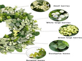 Green Eucalyptus Leaves Front Wreath, 24 Inch Artificial Spring Summer Greenery Wreath Front V1258-DP02-C-1279