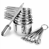 13-piece Measuring Cups and Spoons Set,18/8 Stainless Steel Heavy Duty Ergonomic Handle with Ring V1192-AZ-W-31890