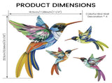 4 Pack Hummingbird Wall Art Decor, Metal Construction, Easy to Install, for Garden Fence Backyard V1369-AZ3-W-12326