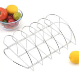Stainless Steel BBQ Rib Rack, Non-Stick Holder for up to 5 Racks of Ribs, Outdoor Grilling, Camping V1189-LC-HW-00569