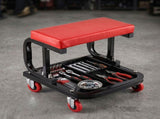 Giantz Creeper Seat Rolling Mechanic Stool with Tool Tray Heavy Duty 36x36cm MCS-C-RD