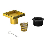 10x10cm Square Shower Drain with Removable Tile Insert Grate Brushed Gold 304SS, CUPC Certified V63-955511